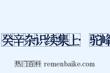 癸辛杂识续集上·驼峰是什么意思的图片